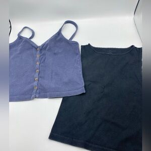 Brandy Melville Tank Tops. Black & Blue Button Up One Size